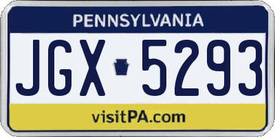 PA license plate JGX5293