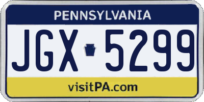 PA license plate JGX5299