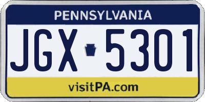 PA license plate JGX5301