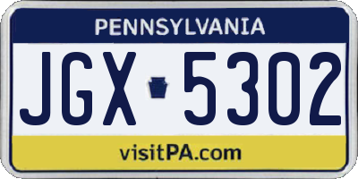 PA license plate JGX5302