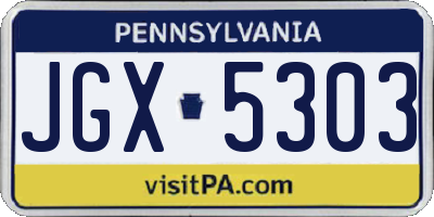 PA license plate JGX5303