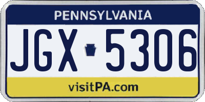 PA license plate JGX5306