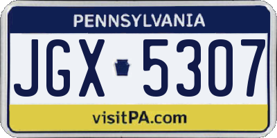 PA license plate JGX5307