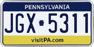 PA license plate JGX5311