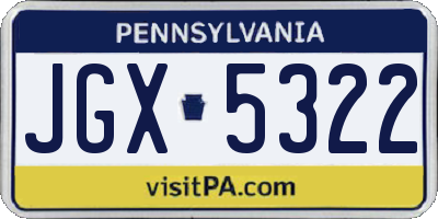 PA license plate JGX5322