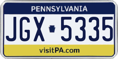 PA license plate JGX5335