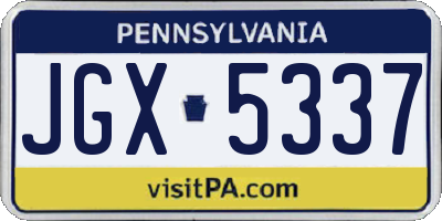 PA license plate JGX5337