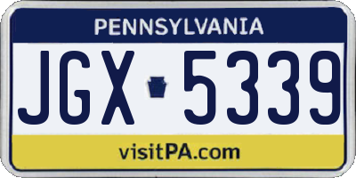 PA license plate JGX5339