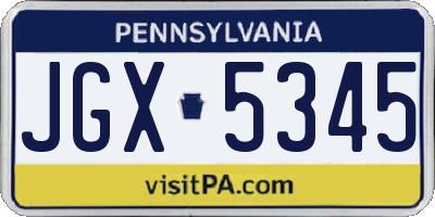 PA license plate JGX5345