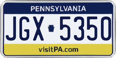 PA license plate JGX5350