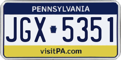PA license plate JGX5351