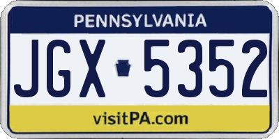 PA license plate JGX5352