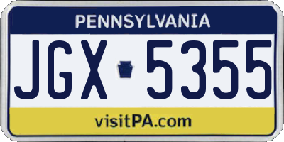 PA license plate JGX5355