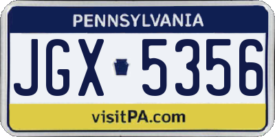 PA license plate JGX5356