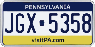 PA license plate JGX5358