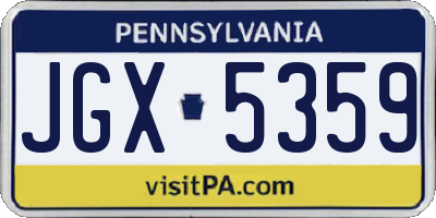 PA license plate JGX5359