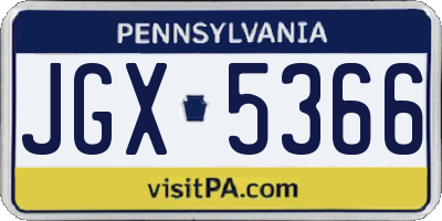 PA license plate JGX5366