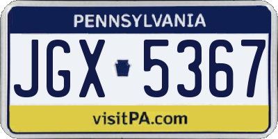 PA license plate JGX5367