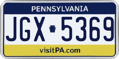 PA license plate JGX5369