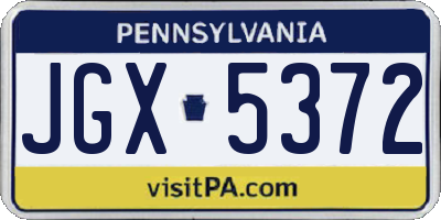 PA license plate JGX5372