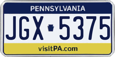 PA license plate JGX5375