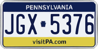 PA license plate JGX5376