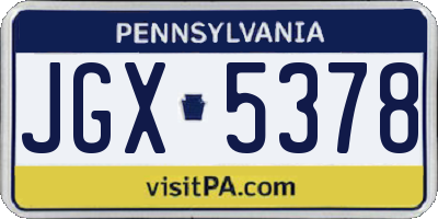 PA license plate JGX5378