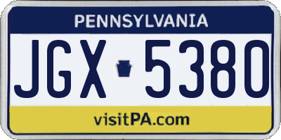 PA license plate JGX5380