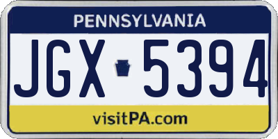 PA license plate JGX5394