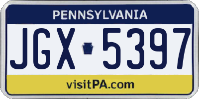 PA license plate JGX5397