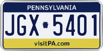 PA license plate JGX5401