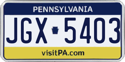 PA license plate JGX5403
