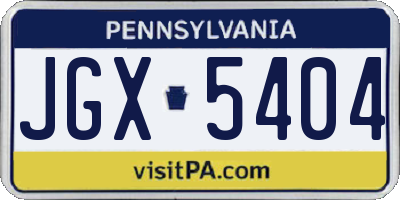 PA license plate JGX5404
