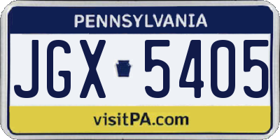 PA license plate JGX5405