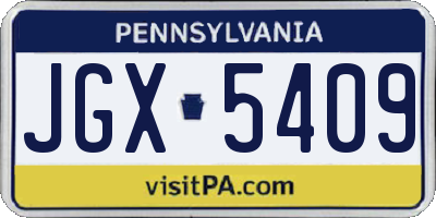 PA license plate JGX5409