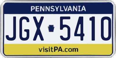 PA license plate JGX5410