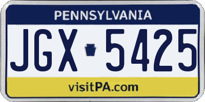 PA license plate JGX5425