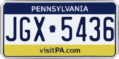 PA license plate JGX5436