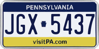 PA license plate JGX5437