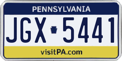 PA license plate JGX5441