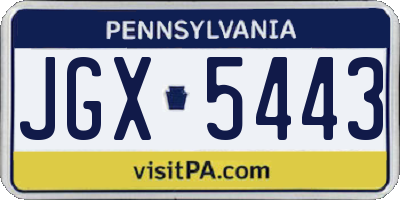PA license plate JGX5443