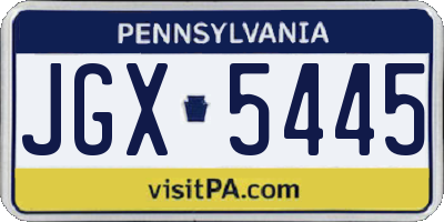 PA license plate JGX5445