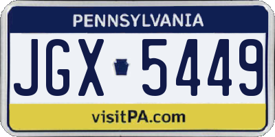 PA license plate JGX5449