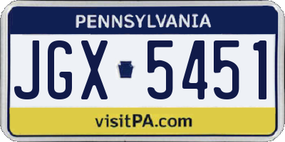 PA license plate JGX5451