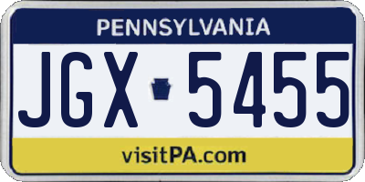PA license plate JGX5455