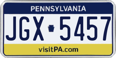 PA license plate JGX5457