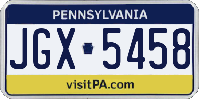 PA license plate JGX5458