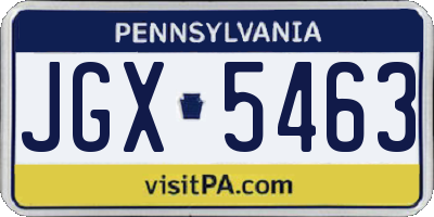 PA license plate JGX5463