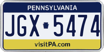 PA license plate JGX5474