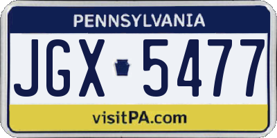PA license plate JGX5477